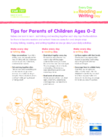 Tips for parents of children ages 0-2 Everyday is reading.writing day