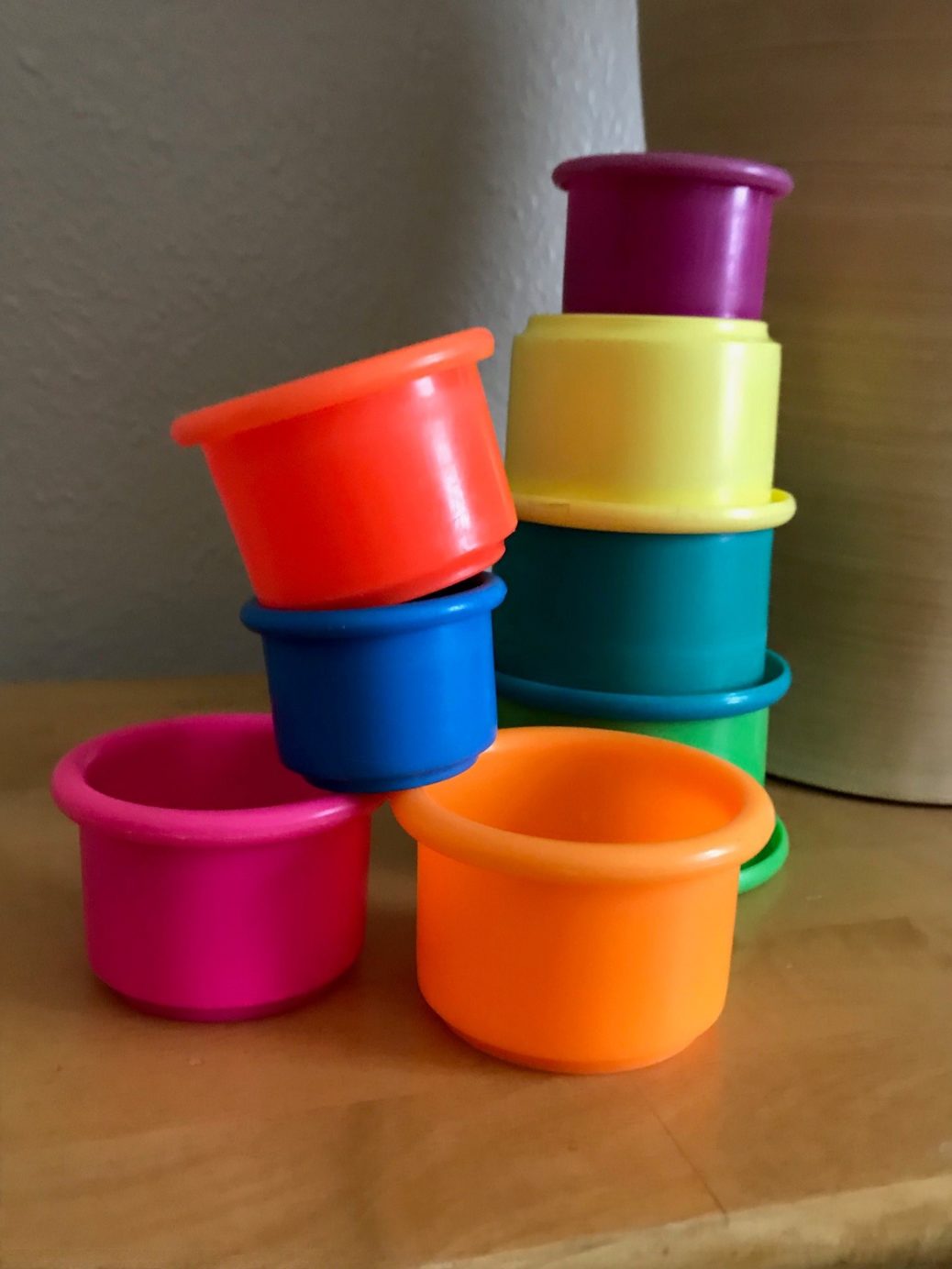 multi-colored stacking cups